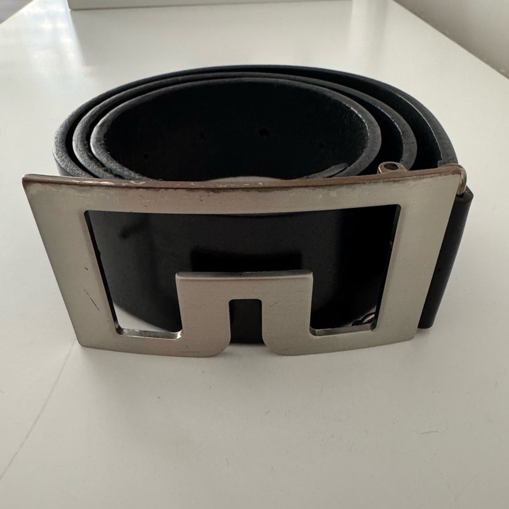 J. Lindeberg Black Leather Belt